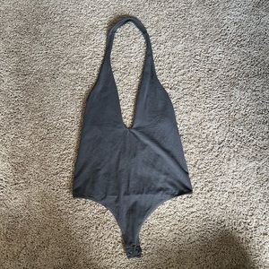 Express Gray Halter Bodysuit